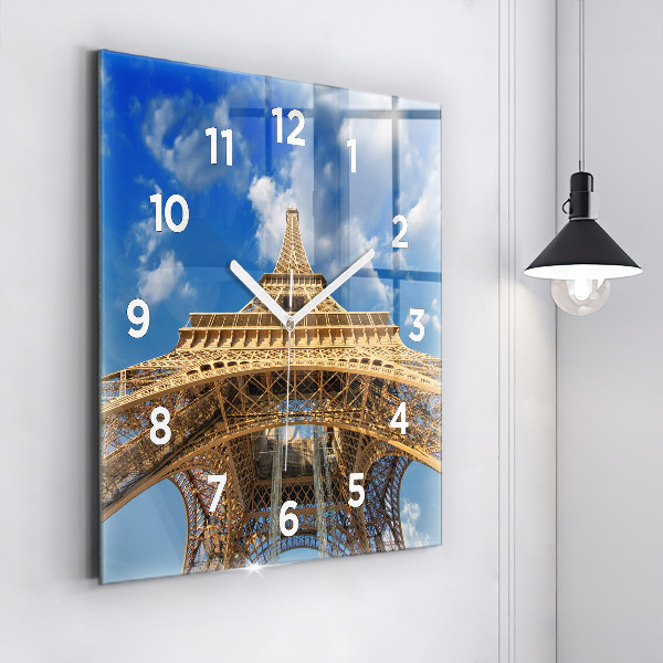 Square glass wall clock France Eiffel Tower