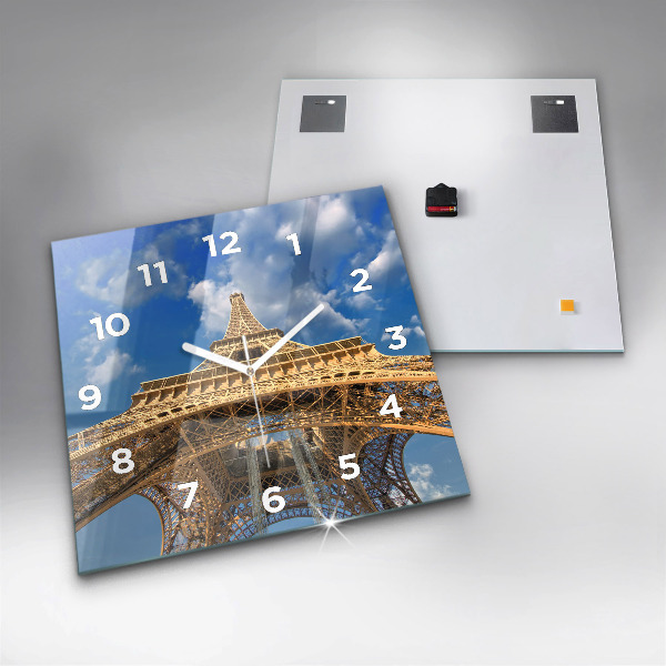 Square glass wall clock France Eiffel Tower