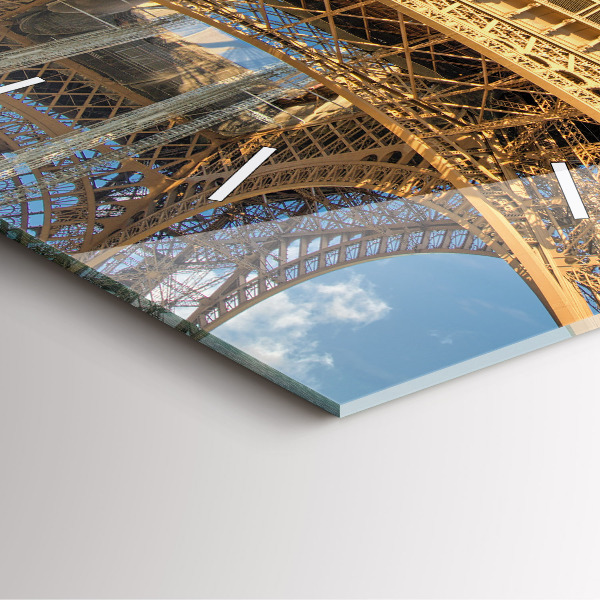 Square glass wall clock France Eiffel Tower