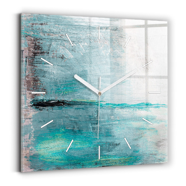 Square glass wall clock Oil texture abstract
