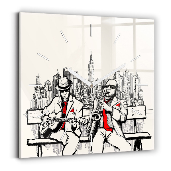 Square glass wall clock Jazz in New York