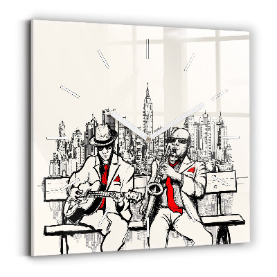 Square glass wall clock Jazz in New York