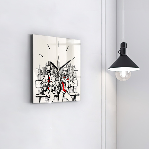Square glass wall clock Jazz in New York