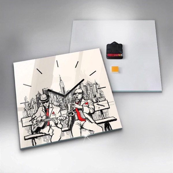 Square glass wall clock Jazz in New York