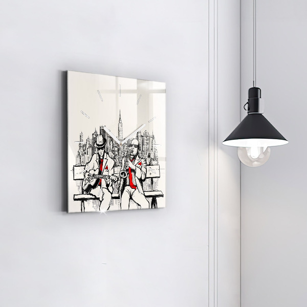 Square glass wall clock Jazz in New York