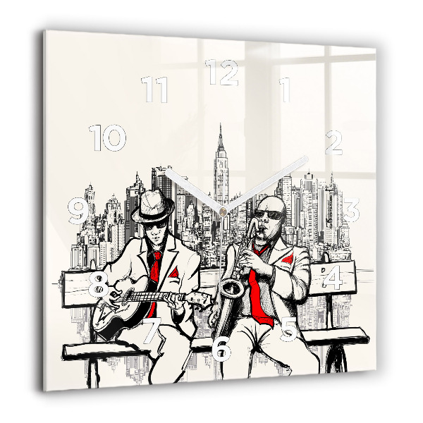 Square glass wall clock Jazz in New York