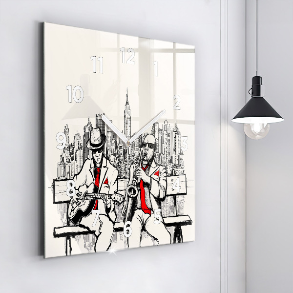 Square glass wall clock Jazz in New York