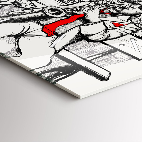 Square glass wall clock Jazz in New York