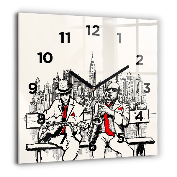 Square glass wall clock Jazz in New York