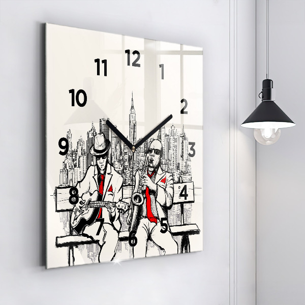 Square glass wall clock Jazz in New York