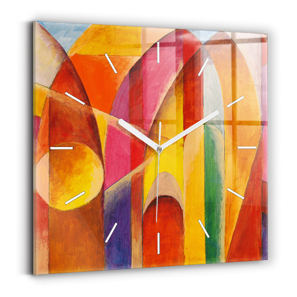 Square glass wall clock Art Decoration Abstraction