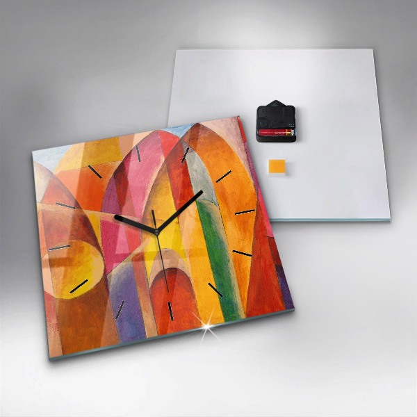Square glass wall clock Art Decoration Abstraction