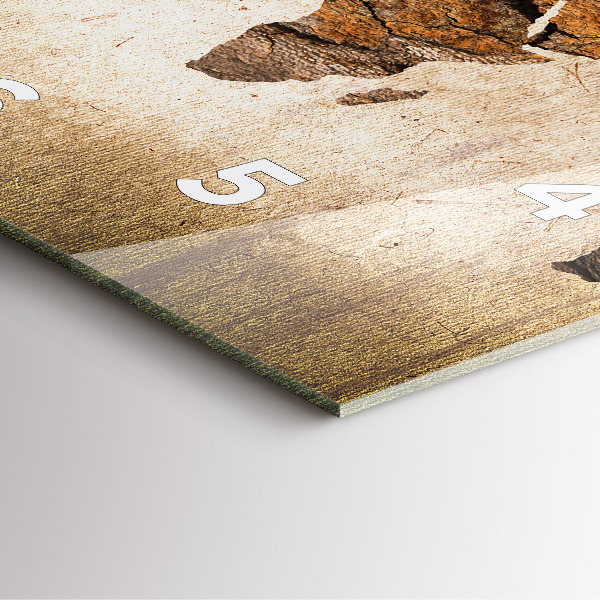 Square glass wall clock Vintage world map