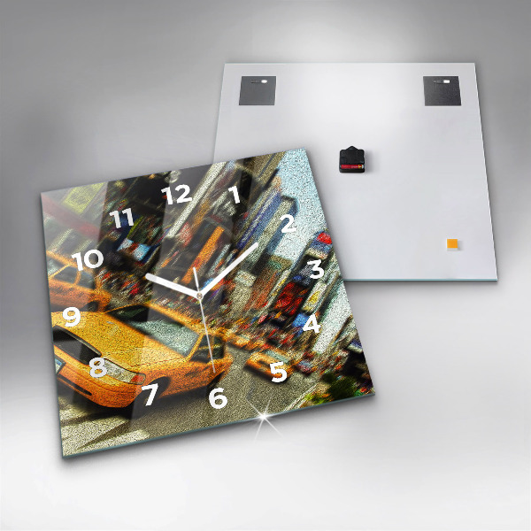 Square glass wall clock New York City taxis