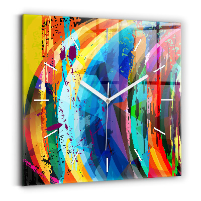 Square glass wall clock Abstract background