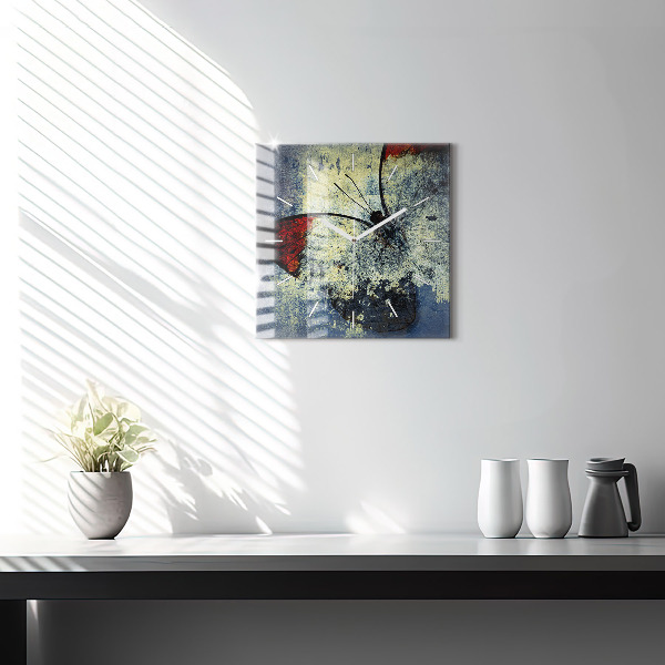 Square glass wall clock Butterfly vintage style