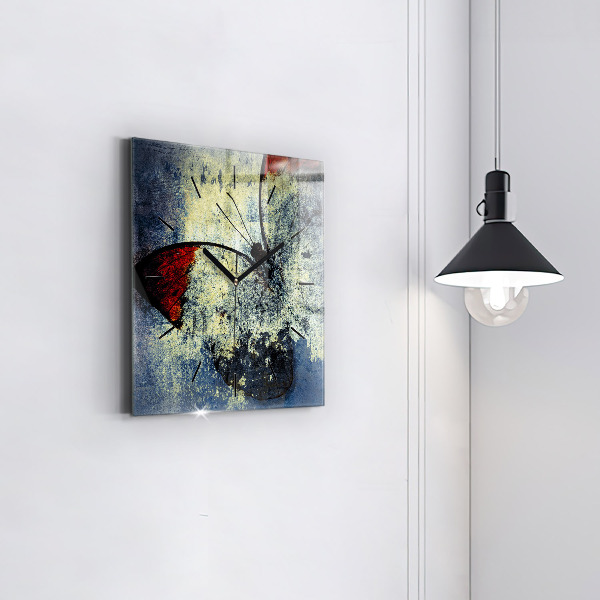 Square glass wall clock Butterfly vintage style