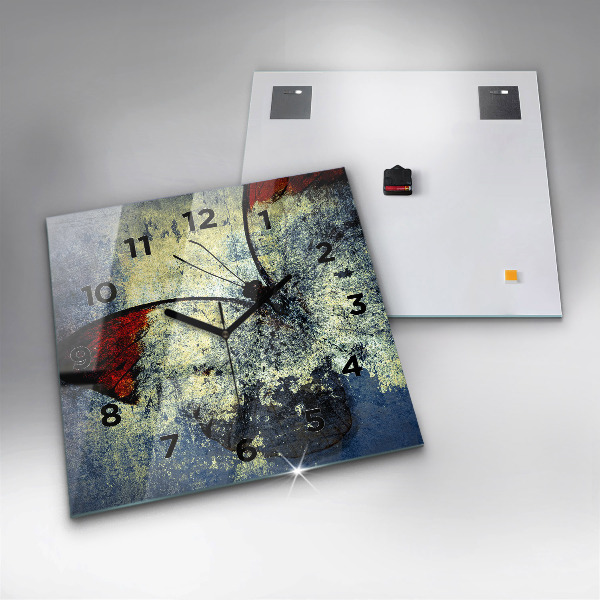 Square glass wall clock Butterfly vintage style