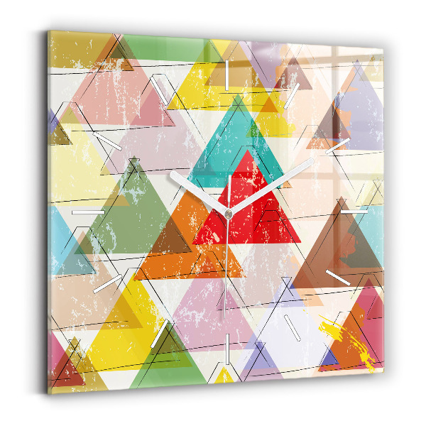 Square glass wall clock Geometric Triangles
