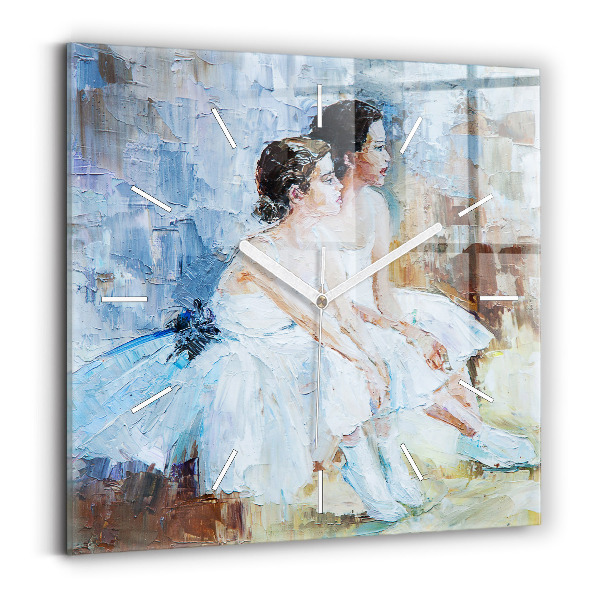 Square glass wall clock Young ballerinas