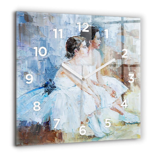 Square glass wall clock Young ballerinas