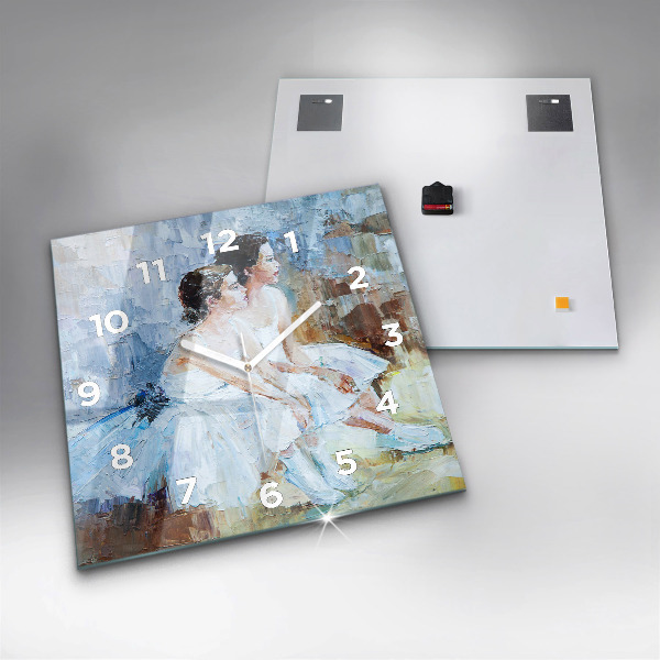 Square glass wall clock Young ballerinas