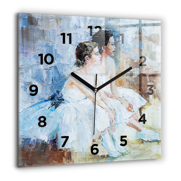 Square glass wall clock Young ballerinas