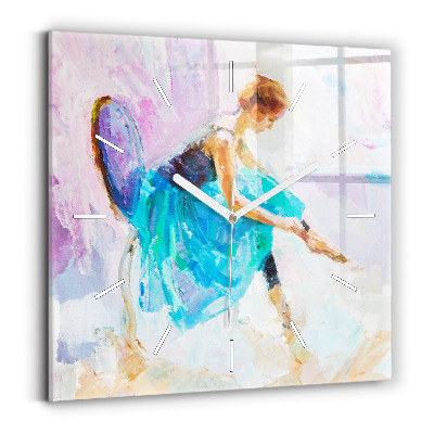 Square glass wall clock Preparing the ballerina