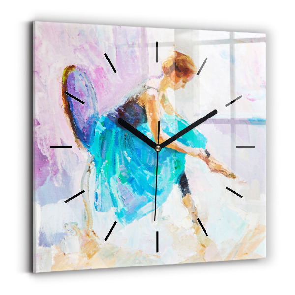 Square glass wall clock Preparing the ballerina