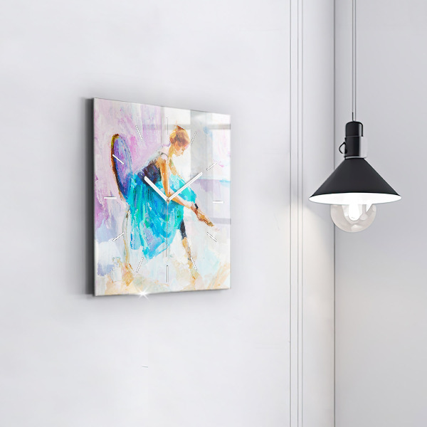 Square glass wall clock Preparing the ballerina