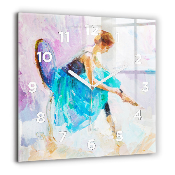 Square glass wall clock Preparing the ballerina
