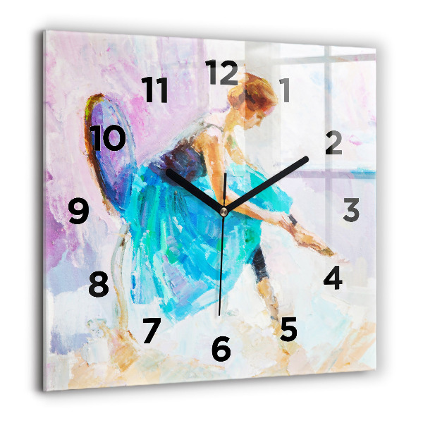 Square glass wall clock Preparing the ballerina