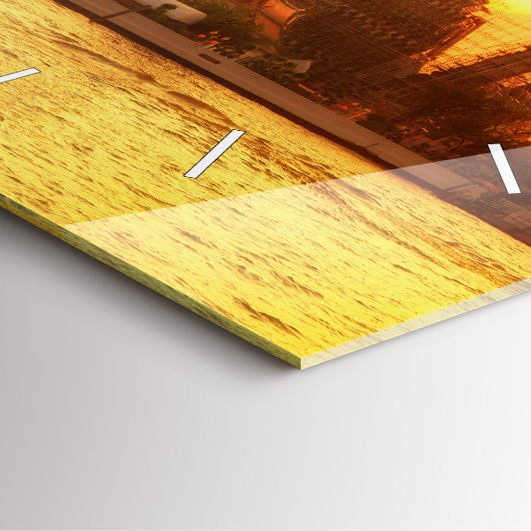 Square glass wall clock Wat arun bangkok thailand