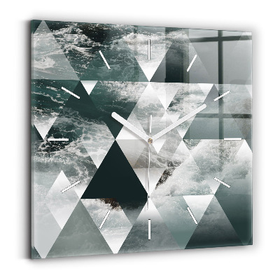 Square glass wall clock Abstract sea waves