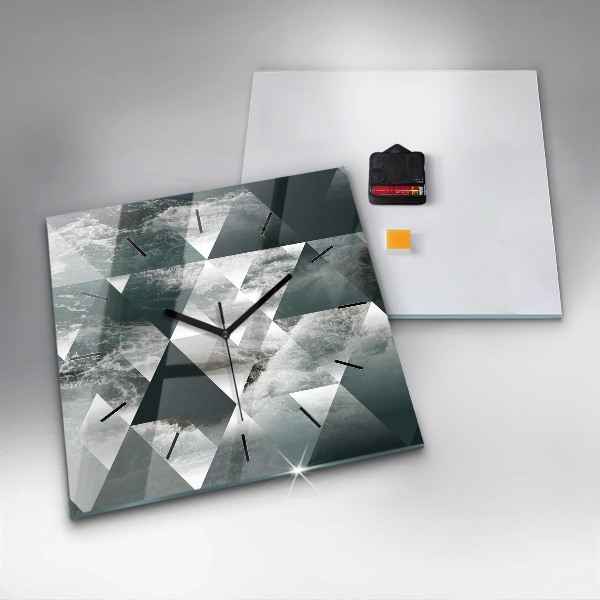 Square glass wall clock Abstract sea waves