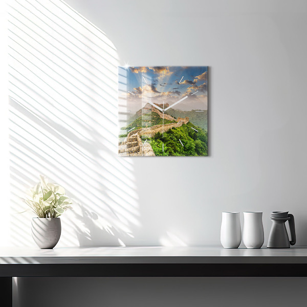 Square glass wall clock The Great Wall of China