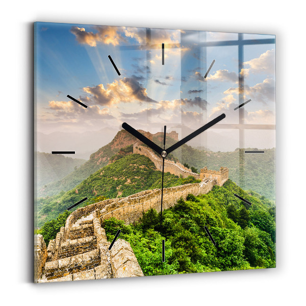 Square glass wall clock The Great Wall of China