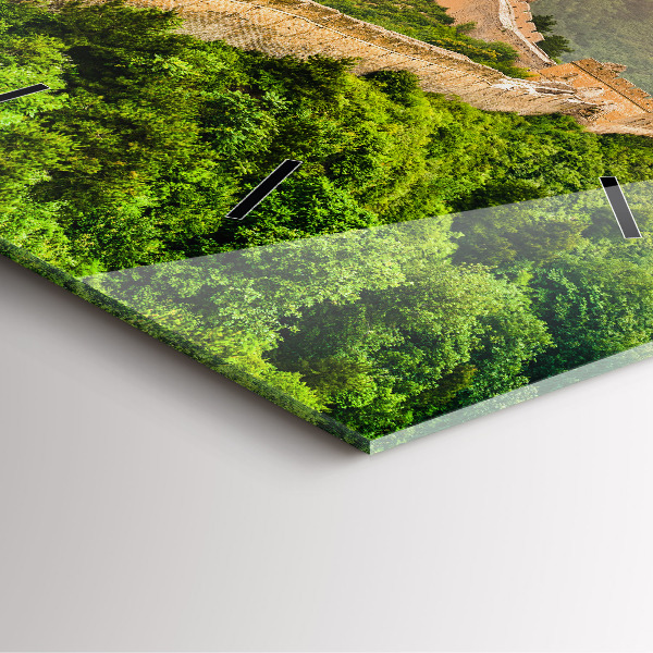 Square glass wall clock The Great Wall of China