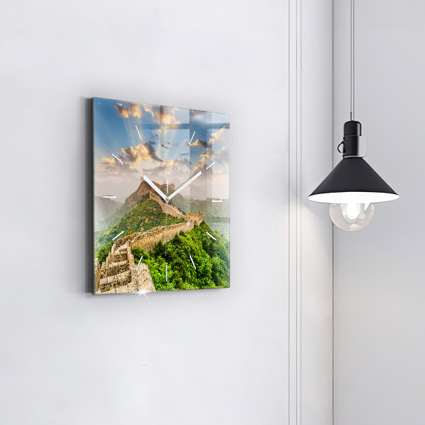 Square glass wall clock The Great Wall of China