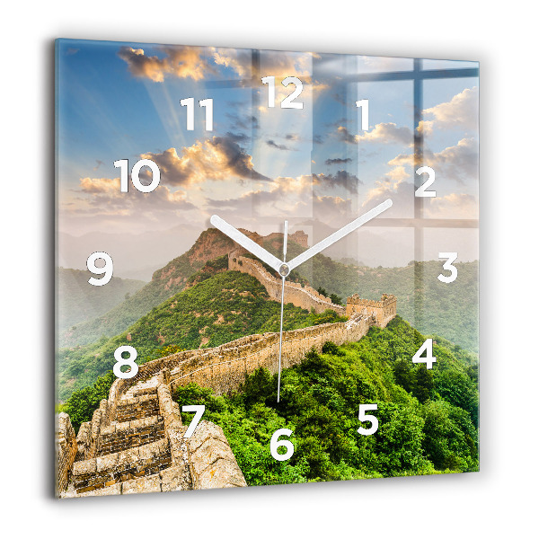Square glass wall clock The Great Wall of China
