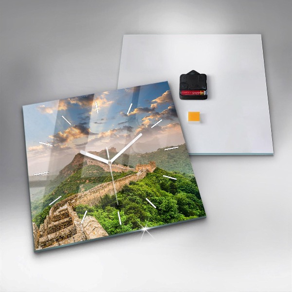 Square glass wall clock The Great Wall of China