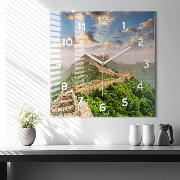 Square glass wall clock The Great Wall of China