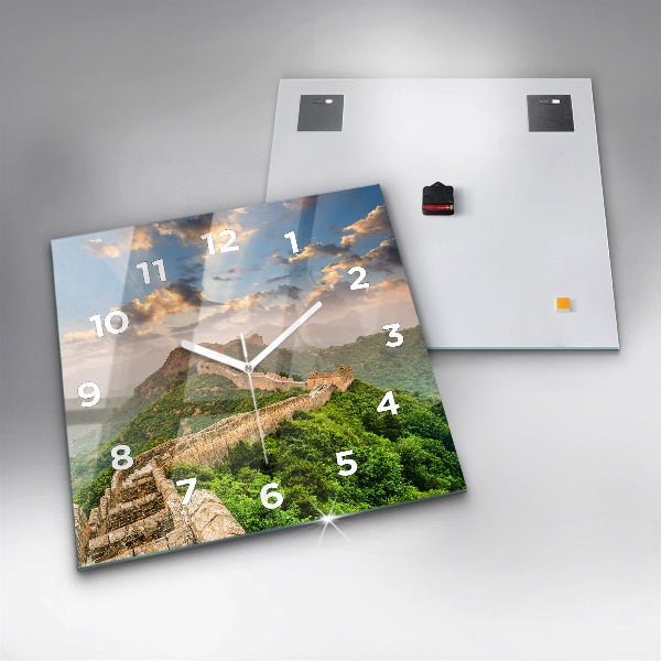 Square glass wall clock The Great Wall of China