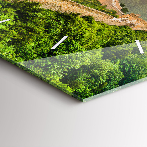 Square glass wall clock The Great Wall of China