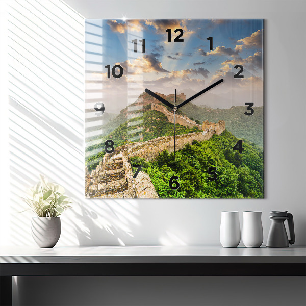 Square glass wall clock The Great Wall of China