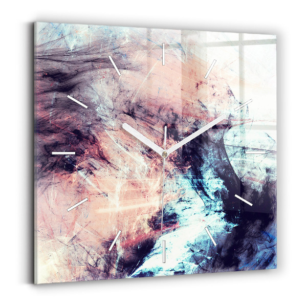 Square glass wall clock Abstract painting