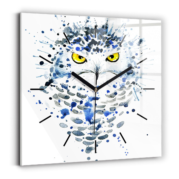 Square glass wall clock Owl look