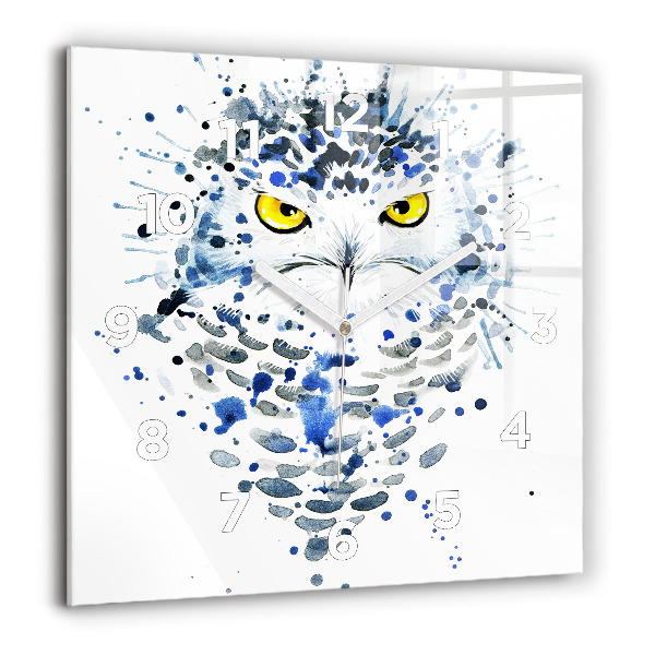 Square glass wall clock Owl look