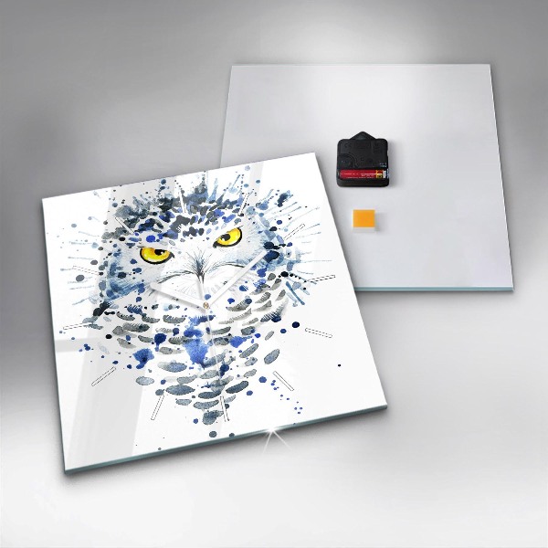 Square glass wall clock Owl look