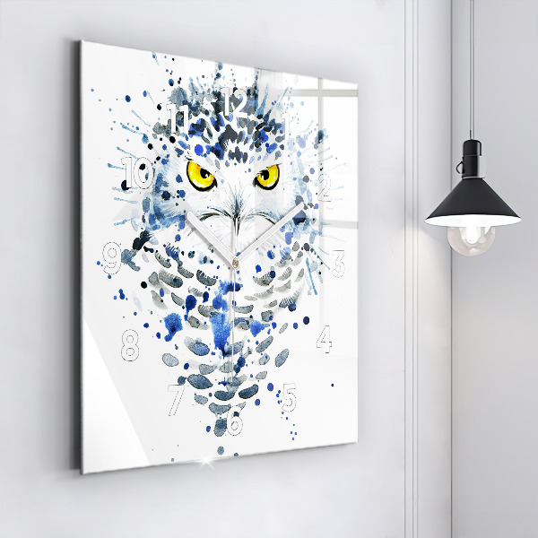 Square glass wall clock Owl look